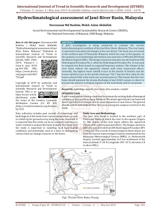 Hydroclimatological assessment of Jawi River Basin, Malaysia