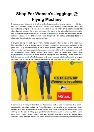 Shop For Women's Jeggings @ Flying Machine