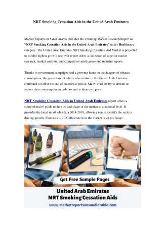 United Arab Emirates NRT Smoking Cessation Aids Market: Growth, Opportunity and Forecast Till 2023