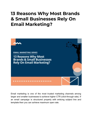 13 Reasons Why Most Brands & Small Businesses Rely On Email Marketing?