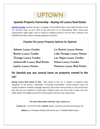 Buying US luxury Real Estate- Spanish Housing