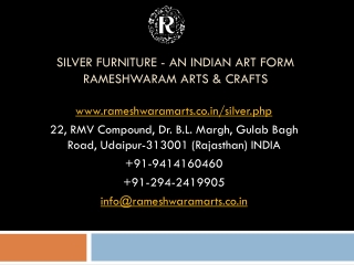 Silver Furniture - An Indian Art Form Rameshwaram Arts & Crafts