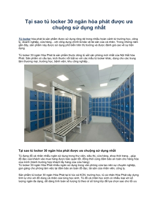 Tai sao tu locker 30 ngan hoa phat duoc ua chuong su dung nhat