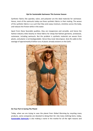 Opt for Sustainable Swimwear This Summer Season