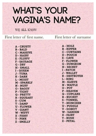 Funny Names for the Female Vagina