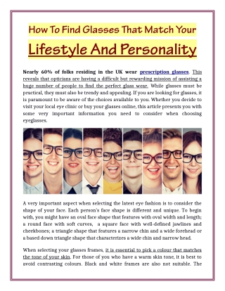 How To Find Glasses That Match Your Lifestyle And Personality