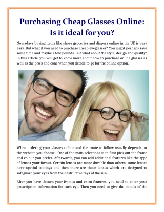 Purchasing Cheap Glasses Online: Is it ideal for you?
