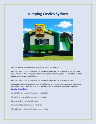 Jumping Castles Sydney