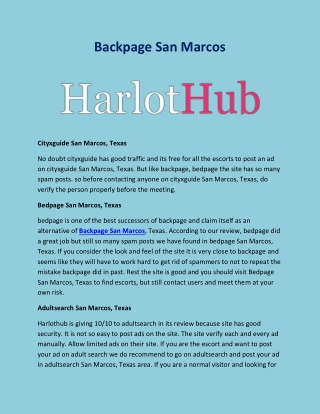 Backpage San Marcos