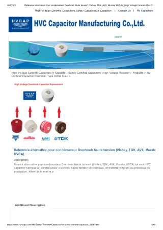 Référence alternative pour condensateur Doorknob haute tension