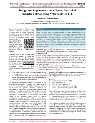 Design and Implementation of Speed Control of Induction Motor Using Arduino Based FLC