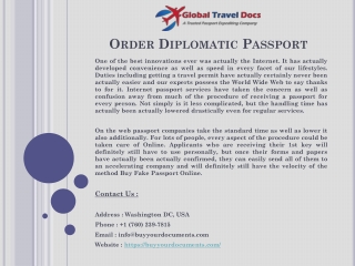 Order Diplomatic Passport