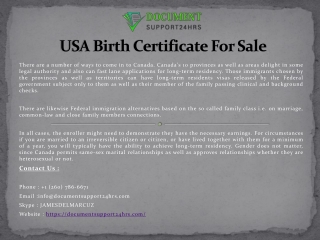 USA Birth Certificate For Sale