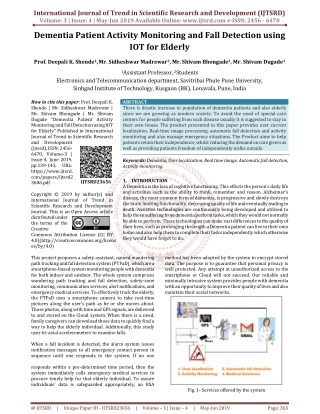 Dementia Patient Activity Monitoring and Fall Detection using IoT for Elderly