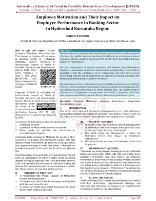 Employee Motivation and Their Impact on Employee Performance in Banking Sector in Hyderabad Karnataka Region