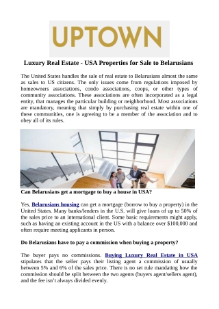 Luxury Real Estate - USA Properties for Sale to Belarusians