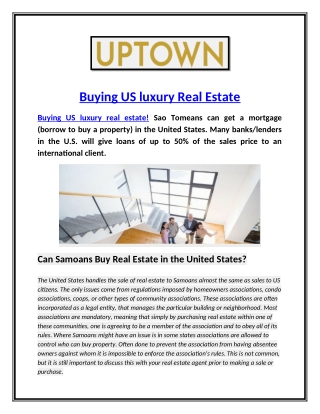 UPTOWN Buying US luxury real estate