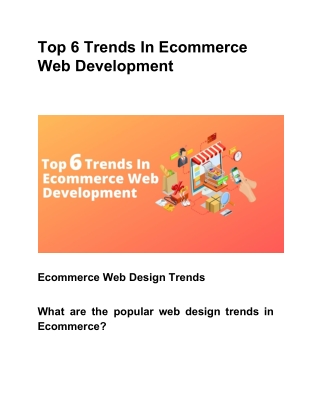 Top 6 Trends In Ecommerce Web Development