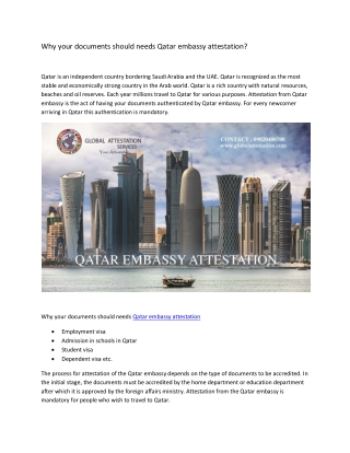 Why your documents should needs Qatar embassy attestation?