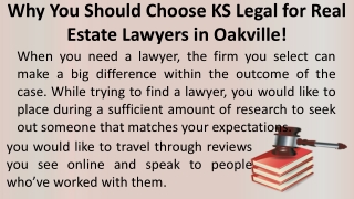 Why You Should Choose KS Legal for Real Estate Lawyers in Oakville!