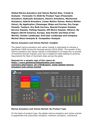 Global Marine Actuators and Valves Market Size, Trends & Analysis - Forecasts To 2026