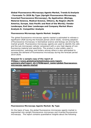 Global Fluorescence Microscopy Agents Market, Trends & Analysis - Forecasts To 2026