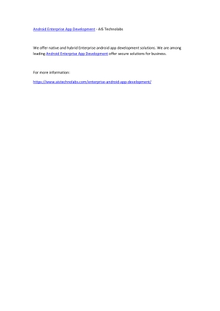 Android Enterprise App Development - AIS Technolabs