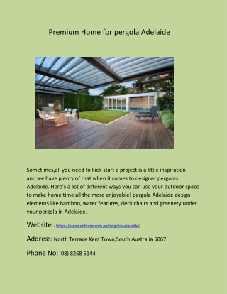 Premium Home for pergola Adelaide