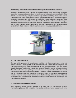 The Fully Automatic Screen Printing Machine for Factories