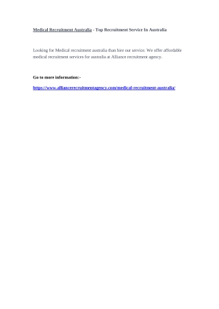 Medical Recruitment Australia - Top Recruitment Service In Australia
