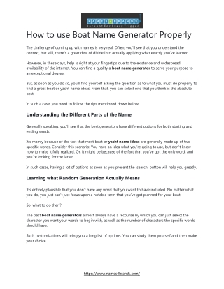 How to use Boat Name Generator Properly