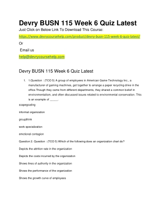 Devry BUSN 115 Week 6 Quiz Latest