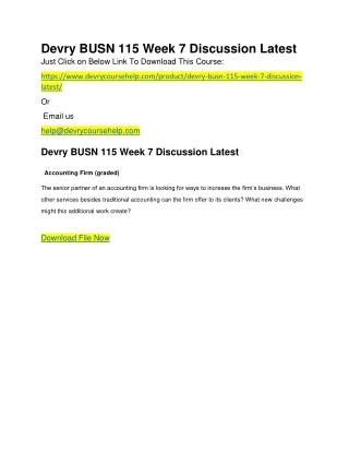 Devry BUSN 115 Week 7 Discussion Latest