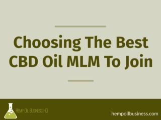 Choosing the Best CBD Oil MLM to Join