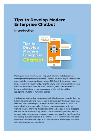 Tips to Develop Modern Enterprise Chatbot