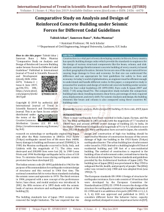 Comparative Study on Analysis and Design of Reinforcement concrete Building under Seismic Forces for Different Codal Gui