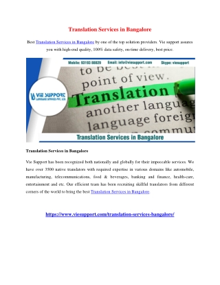 Translation Services in Bangalore