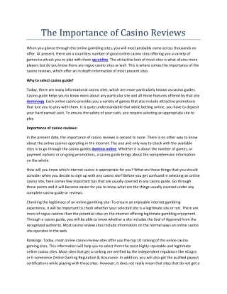 The Importance of Casino Reviews