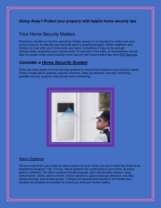 Going Away? Protect your property with helpful home security tips