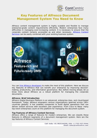 Key Features of Alfresco Document Management System You Need to Know