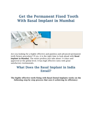 Best Basal Implant in Mumbai - Basal Implant in India | Precision Dental Implant