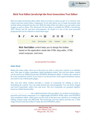 Rich Text Editor JavaScript the Next Generation Text Editor