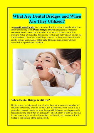 What Are Dental Bridges and When Are They Utilized?
