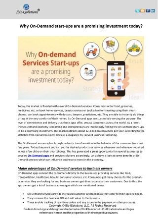 Why On-Demand start-ups are a promising investment today?