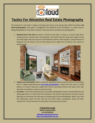 Tactics for Attractive Real Estate Photography