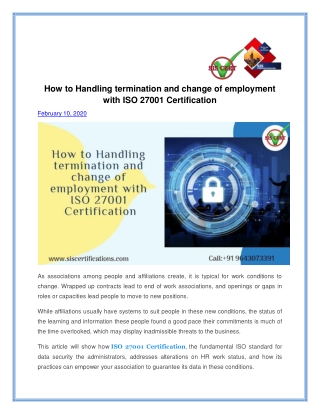 How to Handling termination and change of employment with ISO 27001 Certification