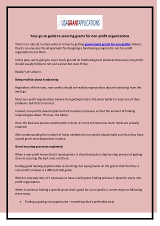 Guide To Securing Grants For Non-Profit Organizations