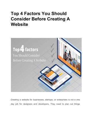 Top 4 Factors You Should Consider Before Creating A Website