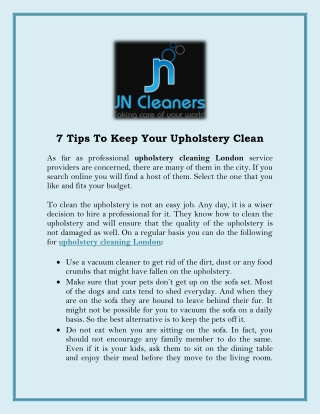 7 Tips To Keep Your Upholstery Clean