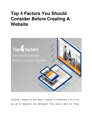 Top 4 Factors You Should Consider Before Creating A Website